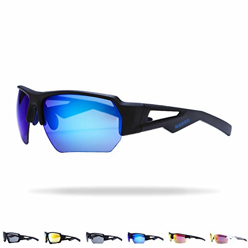 NAKED Optics Sports Sunglasses (Halfframe Black/Lens Blue)