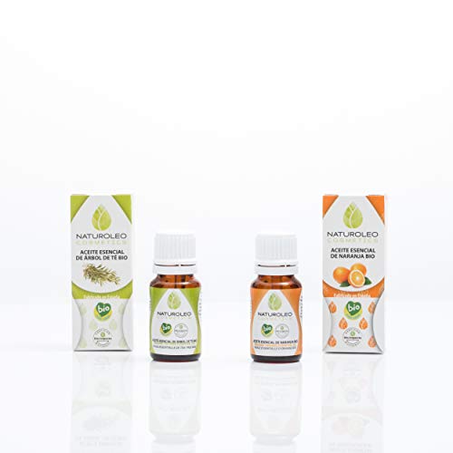 Naturoleo Cosmetics - Árbol de Té BIO + Naranja BIO - Pack Aceites Esenciales 100% Puros Ecológicos Certificados - 10 ml + 10 ml