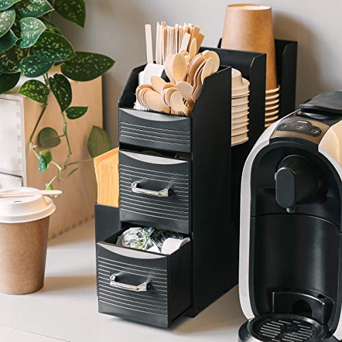 Navaris Organizador para café - Caja para organizar cápsulas Tazas Vasos Sobres de azúcar o de té - Bandeja de almacenaje con Compartimentos