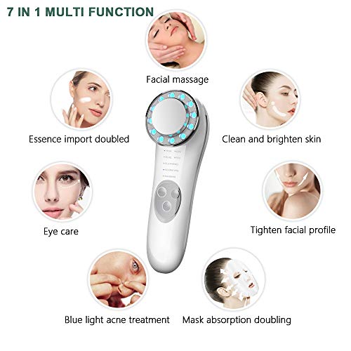 NBD Masajeador Facial Instrumento Multifuncional con Frío Calor Fototerapia Roja y Azul para Antiarrugas, Cuidado Facial, Limpieza Profunda,Anti-envejecimiento，Promueve la introducción de esencia