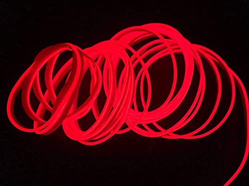 Neon LED EL cable para interior automotriz Cosplay lámpara de línea electroluminiscente LED emisora de luz decorativa con unidad de tira de luz 5V，Rojo, 5 m