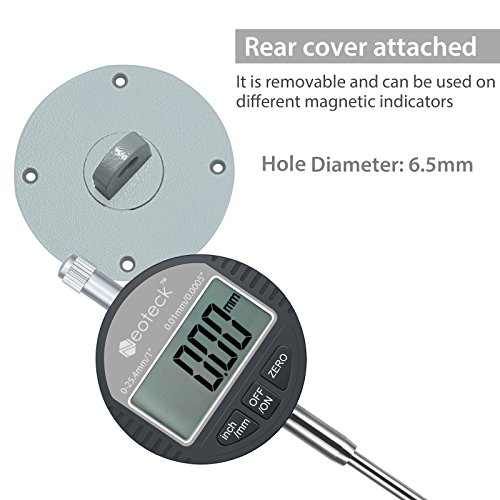 Neoteck Indicador Digital 0.01/0.0005'' 25.4mm Reloj Comparador Calibre Digital Medición del Dial Indicador de Sonda Digital Rango 0-25.4mm / 1'' Indicador de Prueba de Dial Indicador Electrónico