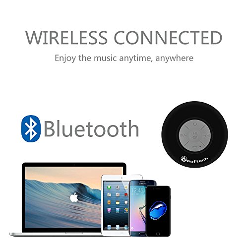Neuftech Altavoz Bluetooth 4.2 Impermeable Sonido estéreo con Ventosa para iPhone 12/12 Mini /11 Pro MAX 11 XR XS X /8S Plus 7S 6S 6 para iPad Pro Air,Xiaomi Mi 10 9 8 /Android iOS-Negro