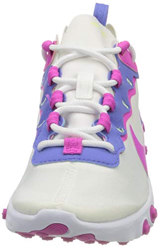 Nike React Element 55 Women's Shoe, Zapatillas para Correr Mujer, White/Fire Pink-Sapphire-Barely Volt, 38.5 EU