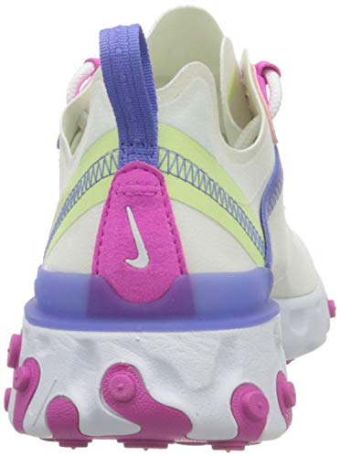 Nike React Element 55 Women's Shoe, Zapatillas para Correr Mujer, White/Fire Pink-Sapphire-Barely Volt, 38.5 EU