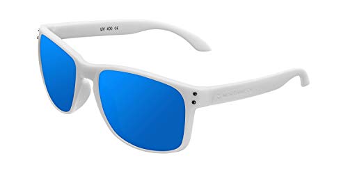 NORTHWEEK Bold Gafas de sol, Matte White/Blue Polarized, 45 Unisex