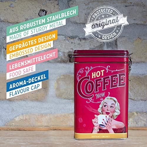 Nostalgic-Art Caja de café Retro Hot Coffee Now – Idea de Regalo para Cocina, Lata con Tapa aromática, Diseño Vintage, 1,3 l