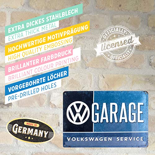 Nostalgic-Art VW Garage Placa Decorativa, Metal, Azul y Blanco, 20 x 30 cm