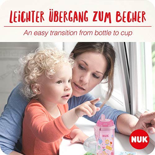 NUK First Choice Kiddy Cup - Vaso para aprender a beber (12 meses, antigoteo, boquilla resistente a mordeduras, clip y tapa protectora, 300 ml, sin BPA, color verde