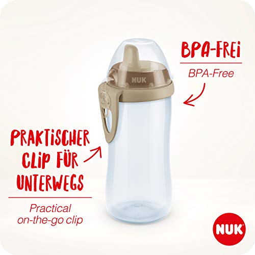 NUK First Choice Kiddy Cup - Vaso para aprender a beber (12 meses, antigoteo, boquilla resistente a mordeduras, clip y tapa protectora, 300 ml, sin BPA, color verde