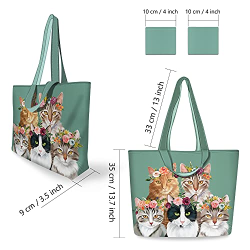 NymphFable 2 Pcs Tote Bag Reutilizables Gatos Lindos Bolsas para Comestibles Plegable Poliéster Bolsa Compra