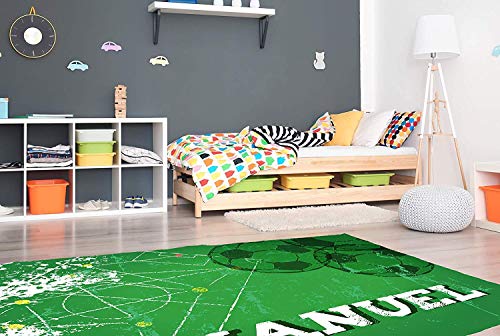 Oedim Alfombra Personalizada Campo de Fútbol para Habitaciones PVC | 95 x 120 cm |Moqueta PVC | Suelo vinílico | Decoración del Hogar | Suelo de Protección Infantil