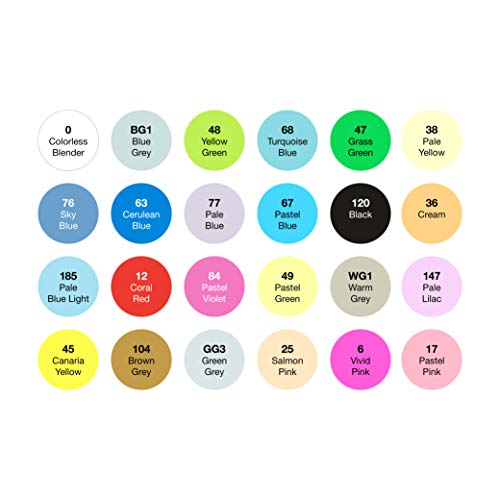 OfficeTree Set con 24 Marcadores de Fibra Touch Twin Marker - Colores Suaves - para Diseño, Bocetos, Ilustraciones, Dibujo