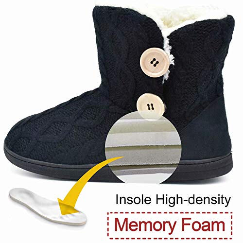 ONCAI Zapatillas de casa para mujer en invierno Lana artificial forrada de botones en el lateral, cómoda y cálida.