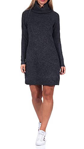 Only Onljana L/s Cowlneck Dress Wool Knt Vestido, Gris (Dark Grey Melange Dark Grey Melange), 40 (Talla del Fabricante: Medium) para Mujer