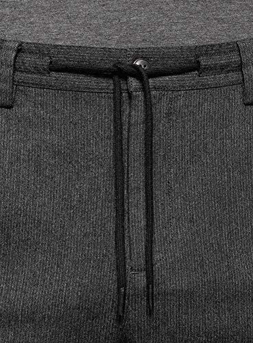 oodji Ultra Hombre Pantalones Rectos con Cintura Elástica, Gris, 48