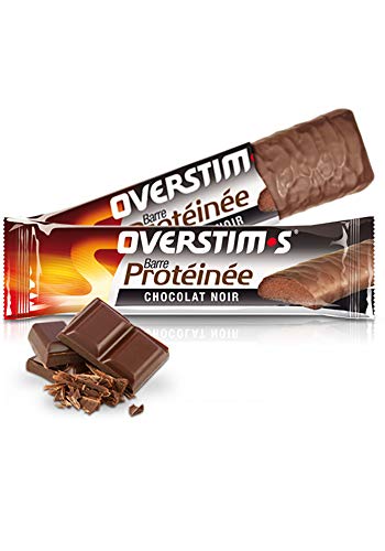 OVERSTIM.s - Barrita Hiperproteica (6X35 G) - Chocolate Negro - 25 % De Proteínas - Bcaa - Textura Esponjosa - Sabor Exquisito 210 g