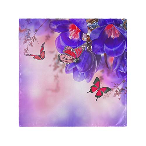 Pac Mac - Servilletas de satén con diseño de cardenia y mariposa en el lago, ideales para cocinas, bodas, fiestas, día festivo, cena de gracias y Navidad