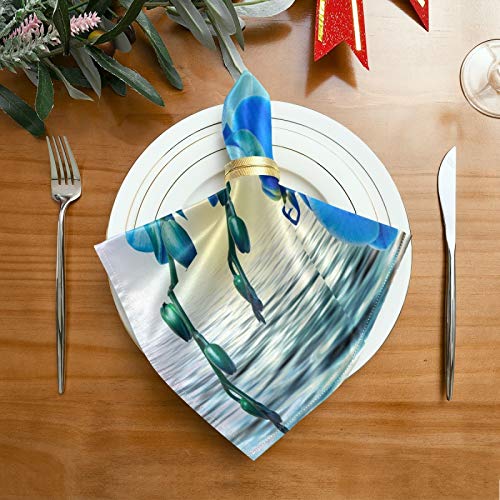 Pac Mac - Servilletas de satén con diseño de orquídeas y flores en el lago, ideales para cocinas, bodas, fiestas, día festivo, cena de gracias y Navidad