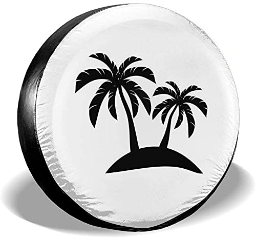 Palm Trees On Island - Cubierta para llanta de repuesto,poliéster,universal,de 15 pulgadas,para llantas de repuesto para remolques,casas rodantes,SUV,ruedas de camiones,camiones,caravanas,accesorios