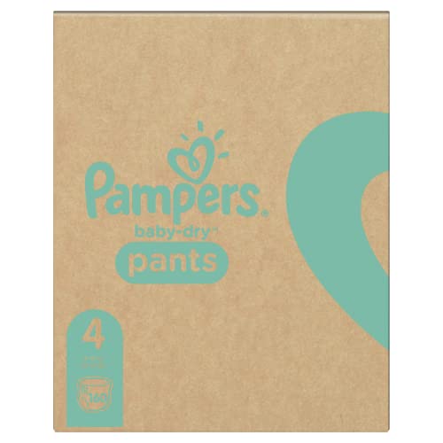 Pampers Baby-Dry pantalones, Talla 4 ((9-15 kg/8-14 kg), 1 pack de 160, Easy-On para hasta 12 horas de secado transpirable, paquete mensual - El empaque puede variar