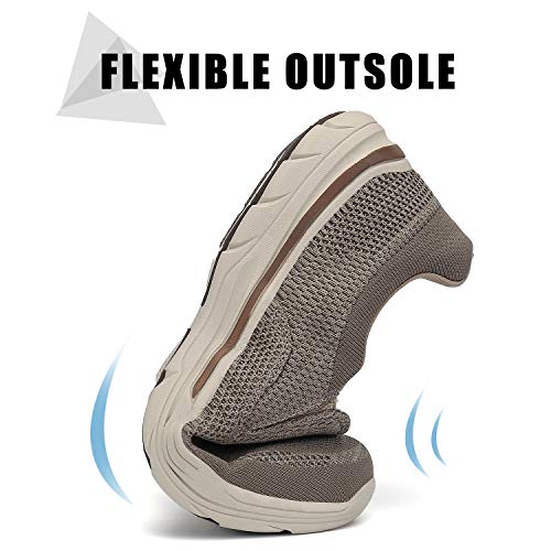 PAMRAY Zapatillas sin Cordones Mocasines para Hombre Sneaker Casuales Zapatillas de Deporte Marrón 45