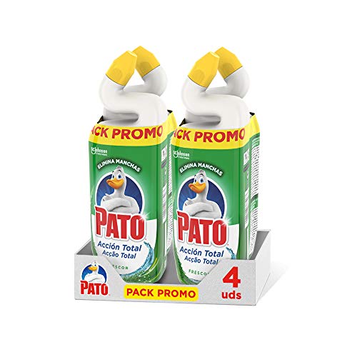 Pato - Wc Acción Total Limpiador para Inodoro Frescor, Limpia y Perfuma, 750 ml (2 x Duo Pack, 4 Unidades)[Todos los Aromas], Verde