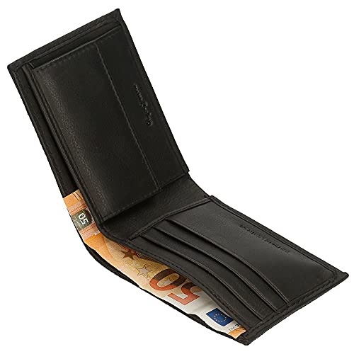 Pepe Jeans Oliver Cartera horizontal con monedero Negro 11x8x1 cms Lona con detalles en Piel