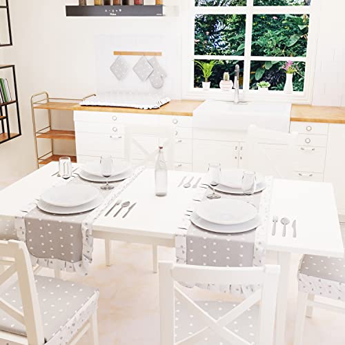 PETTI Artigiani Italiani Camino de Mesa, Corazones Gris, 1pz Runner Tavola 40x140 cm