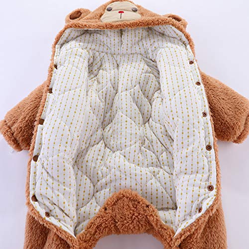 Petyoung Mono para Bebé Recién Nacido Mono de Invierno Grueso Y Cálido con Capucha para Nieve para Niñas de 3 a 18 M