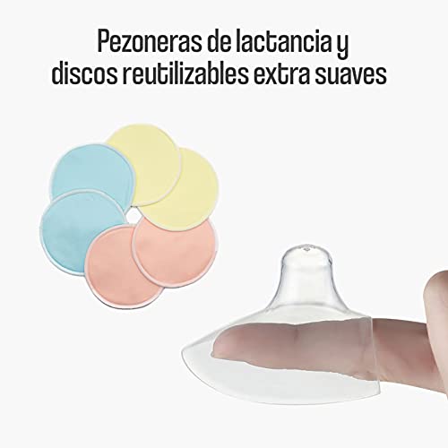 Pezoneras de Lactancia + 6 Discos Lactancia Reutilizables Gratis (PACK) - Protectores de pecho para lactancia - Discos absorbentes lavables de lactancia - Belltop