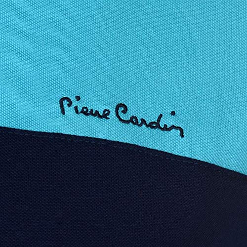 Pierre Cardin - New Season - Polo de piqué para hombre, 100% algodón, corte y costura, con cuello de piqué, con bordado de la firma Blanco/Turquesa XL