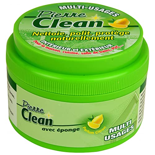 Pierre Clean 600 g aroma de limón con esponja. Producto a base de arcilla, también llamado Piedra Renovante o Arcilla que permite limpiar, pulir y proteger de forma natural tu interior y exterior