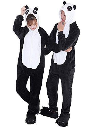 Pijama completo de animales unisex para adultos, disfraz de carnaval, Halloween, pijamas Cosplay para mujer y hombre, Panda, M
