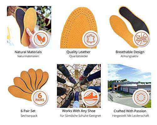 Plantillas de Zapatos de Piel con Carbón - Set de 6 Pares de Plantillas de Cuero Natural para Hombres y Mujeres con Capa Inferior de Carbón Activado, Plantillas de Repuesto, Kaps (41 EUR)