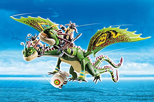 PLAYMOBIL Dreamworks Dragons Dragon Racing: Dragón 2 Cabezas con Chusco y Brusca, A partir de 4 años (70730)