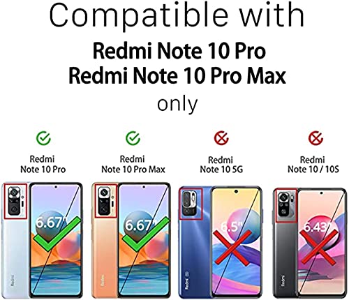 Pnakqil Funda Compatible con Xiaomi Redmi Note 10 Pro 4G 6.67"+ 2pieza Protector Pantalla de Vidrio Templado,Silicona TPU Soporte Anti-caída Bumper Antigolpes Carcasa para Redmi Note 10 Pro MAX-Negro