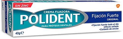 Polident, Original, Crema Fijadora para Prótesis Dentales, sin Zinc, Fijación Fuerte, 40 g