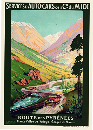 Póster de Ruta Pirenees, 50 x 70 cm, papel de lujo, 300 g, todos los formatos y soportes posibles (tienda póster vintage.fr en la web)