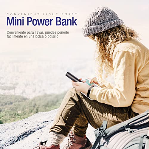 Power Bank 5000mAh Cargador Portátil con Salida de 2.4A, Batería Externa Móvil para Teléfonos Inteligentes, Tablets y Más-Negro