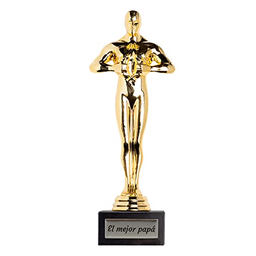 PROMO SHOP Trofeo Dorado con Base de mármol - Personaliza Esta Estatua Color Oro Estilo Premio ÓSCAR con el Texto Que Quieras y Haz un Regalo Original y Personalizado
