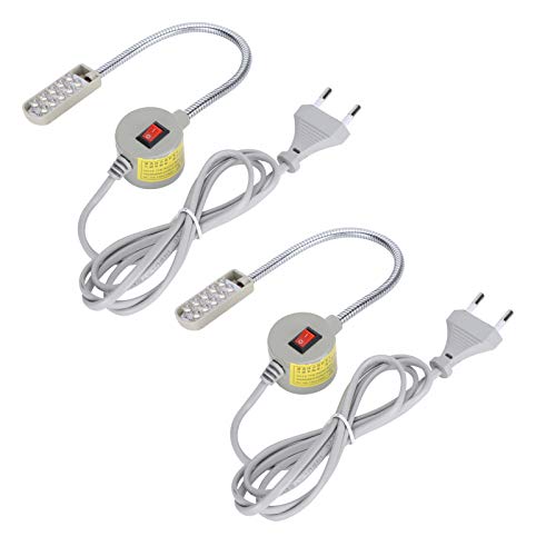 Pssopp 2 Piezas de Luces para máquina de Coser, lámpara de Cuello de Cisne para máquina de Coser LED, lámpara de luz de 30 LED con Interruptor de Base de Montaje magnético para Trabajo de Costura(EU)