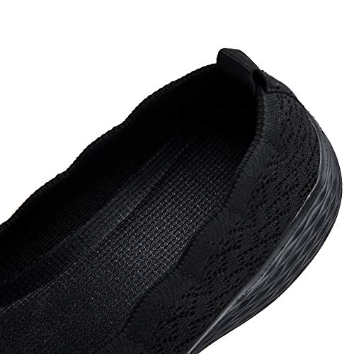 Puxowe Zapatillas Slip On Mujer Comoda Casual Mesh Respirable Ligero Zapatos Sneakers Moda Caminar Tejer Bambas Mocasines 40 EU All Black