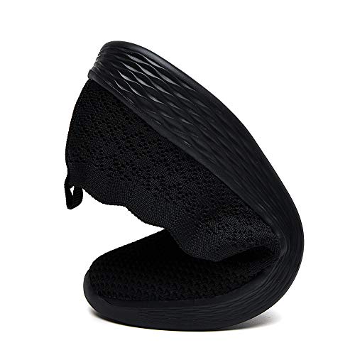 Puxowe Zapatillas Slip On Mujer Comoda Casual Mesh Respirable Ligero Zapatos Sneakers Moda Caminar Tejer Bambas Mocasines 40 EU All Black