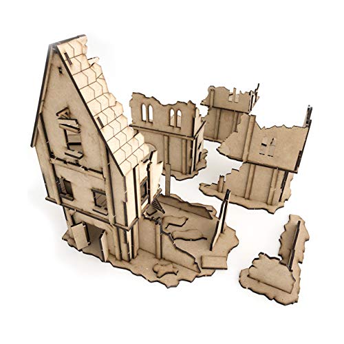 Pwork Wargames Medieval Lost Burg 01 - Escenografía de Ciudad Medieval para miniaturas en Escala 28mm / 35mm - Miniaturas de Mesa Wargame Terreno de escenografía 3D - MDF 3mm