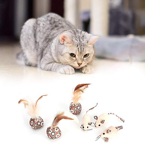 Qinlorgon 【Venta del día de la Madre】 Juguete Suave para Gatos de Seguridad 3 Piezas, Juguete de Felpa para Mascotas, para Gato Mascota