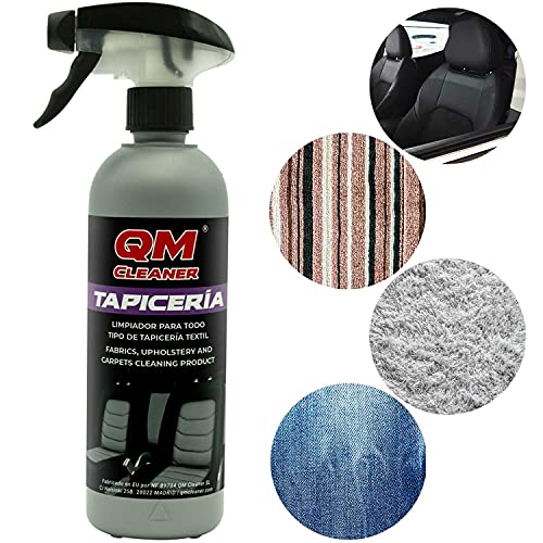 QM cleaner Kit limpiador de tapicería para Coche, Asientos, Tela, Alcantara... - Incluye 2 QM tapicería 2 microfibras y 1 cepillo premium extra