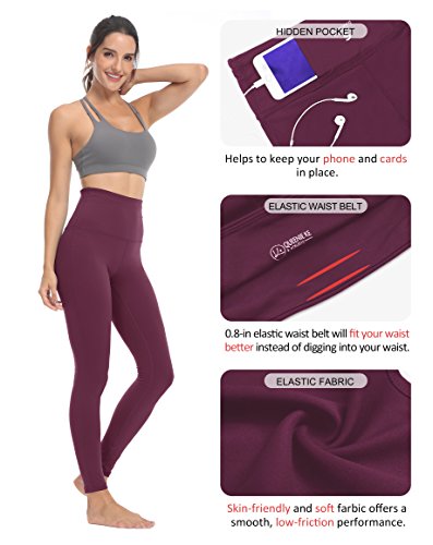 QUEENIEKE Pantalones de Mallas de Yoga de Cintura Alta para Mujeres Pantalones de Mallas para Correr Color Rosa Roja Tamaño M