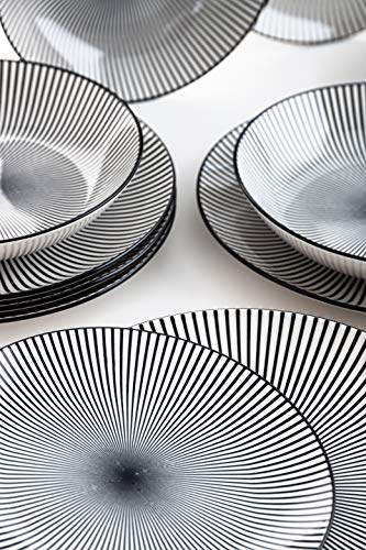 Quid Miami Vajilla completa moderna de porcelana para 6 personas (18 piezas)|Platos llanos, Platos hondos, Platos postre