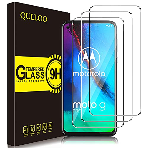 QULLOO Protector de Pantalla Moto G Pro/Moto G8 Power, Cristal Templado [9H Dureza][Alta Definición][Fácil de Instalar] para Motorola G Pro/Moto G8 Power (2 Piezas)